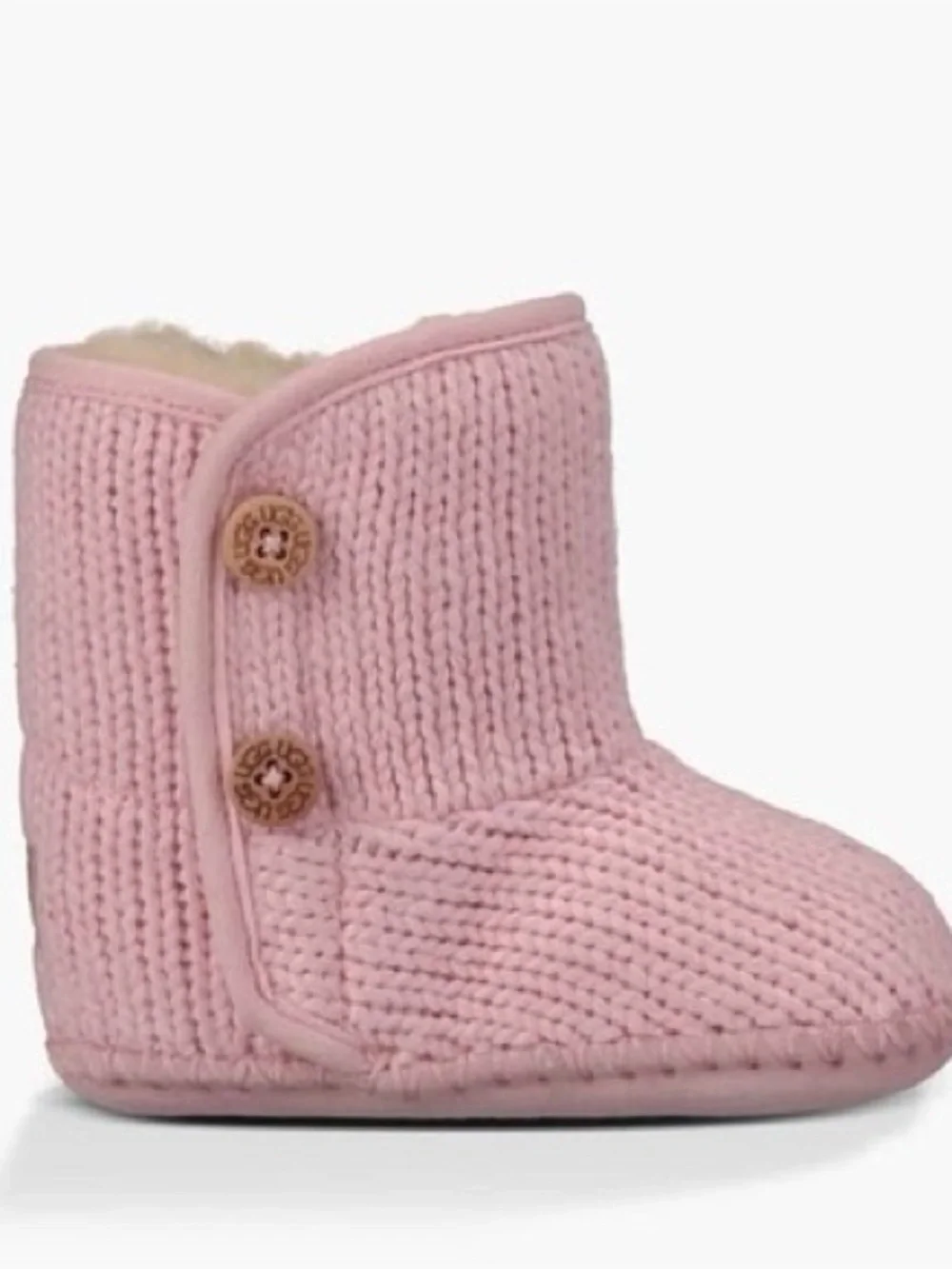 UGG Pink Knit Baby Bootie with Button Detail